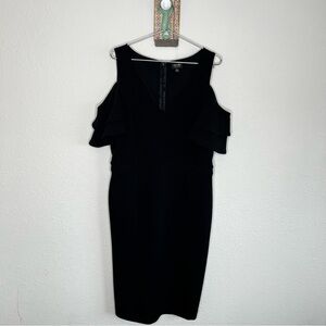 Nicole Miller | black sheath dress cold shoulder nwot